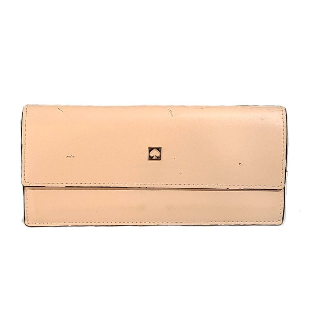 Kate Spade Bifold Women's Wallet Zip Credit Card Slot Zipper Cream Leather